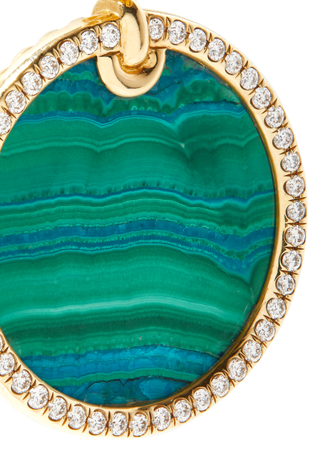 Elements® Artist Series Disc Pendant in 18K Yellow Gold with Chrysocolla and Pavé Diamonds
